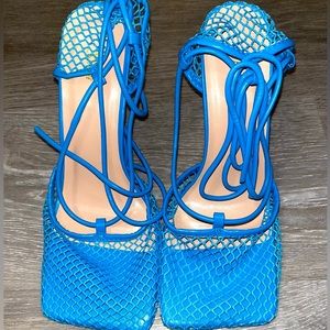 Blue high heel shoe